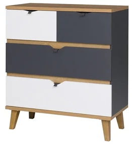 Comodă Thalia TM05 K4SZ (stejar auriu + grafit + Alb). 1058334
