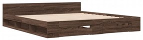 3280726 vidaXL Cadru de pat cu sertare stejar maro 200x200 cm lemn prelucrat