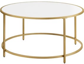 Masuta De Cafea Rotunda, Alb Auriu, 84 Cm