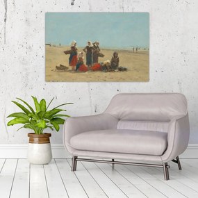 Tablou - Eugène Boudin, Women on the Beach at Berck, reproducere (90x60 cm)