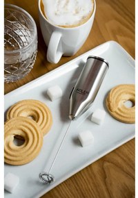 Mixer Frappe Adler AD 4500, Agitator și corp din oțel inoxidabil, 2xAA, Argintiu