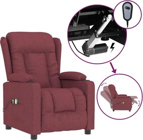 vidaXL Fotoliu de masaj electric rabatabil, roșu vin, textil