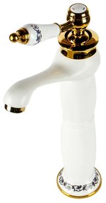 Izmir White & Gold Baterie retro înălțată pentru lavoar