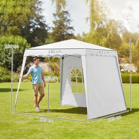 Outsunny Pavilion Pliabil UV50+ cu 2 Părți Laterale Stâlpi Oblici Geantă Transport | Aosom Romania