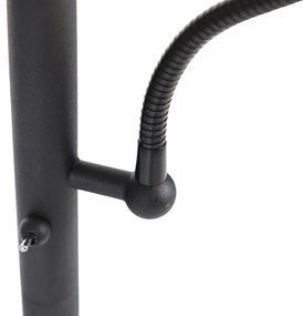 Lampa de podea clasica neagra cu auriu si lampa de citit - Retro