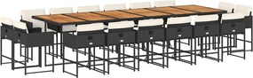 vidaXL Set mobilier de grădină cu perne, 17 piese, negru, poliratan