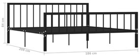 Cadru de pat, negru, 180 x 200 cm, metal Negru, 180 x 200 cm