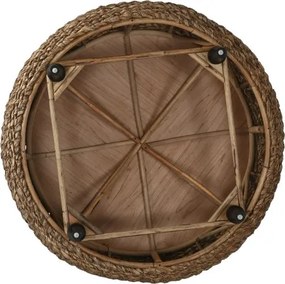 Măsuță de cafea rotundă din fibre naturale, natur și negru, cu împletitură în spirală, finisaj natural, 46 x 119 cm, „Lunaria” – Ethnic Collections