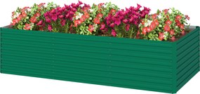 Outsunny Jardinieră ridicată galvanizată dreptunghiulară pentru exterior - fund deschis - 240 x 120 x 60cm, verde | Aosom Romania