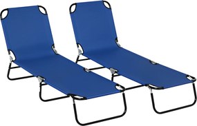 Outsunny Set de 2 șezlonguri pliante pentru grădină cu spătar reglabil în 5 poziții până la 120kg | Aosom Romania