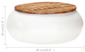 Masuta de cafea, alb, 68x68x30 cm, lemn masiv reciclat 1, Alb, Lemn masiv reciclat