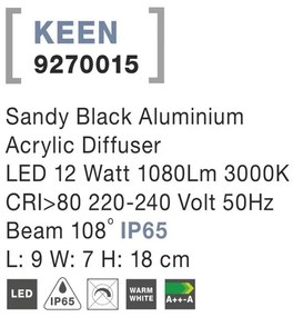 Aplica perete LED de exterior IP65 KEEN NVL-9270015