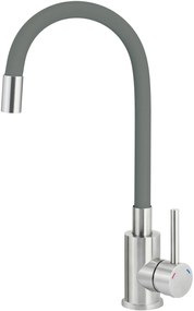 Baterie pentru chiuveta bucatarie, antracit, cap mixer, pipa flexibila, Deante Luno Antracit