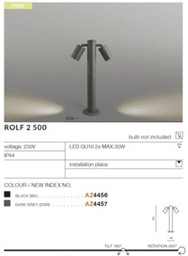 Stalp de exterior cu spoturi directionabile IP44 ROLF 2 50cm gri