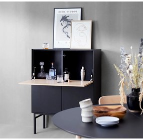 Dulap vinotecă cu aspect de stejar/negru 91x111 cm Edge - Hammel Furniture