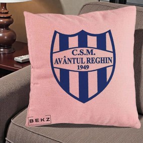 Perna Personalizata CSM Avantul Reghin 1949, 40x40 cm, Roz, Husa Detasabila, Perna Inclusa, BEKZ®