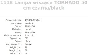 Pendul design modern Tornado negru 50cm