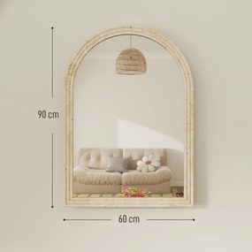 HOMCOM Oglindă de Perete în Formă de Arc cu Margine Canelată 60x2x90 cm Bej | Aosom Romania