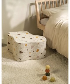 Puf de copii alb cu tapițerie din țesătură bouclé/cu tapițerie din chenille Terrazzo Cloud – Wigiwama