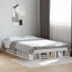 vidaXL Cadru de pat, alb, 120x200 cm, lemn prelucrat