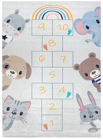 BAMBINO 43092 covor lavabil Animale, hopscotch pentru copii anti-alunecare - gri / galben