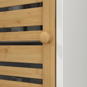 HOMCOM Mobilier Coloană Depozitare Baie bicolore, 2 dulapuri cu raft reglabil și 2 nișe, 35L x 30A x 170Î cm | Aosom Romania