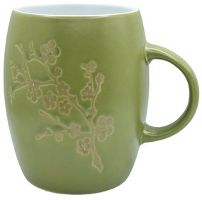 Cana ceramica, Flowers, 380ml, Verde
