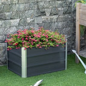 Outsunny Carré potager pat de grădină înălțat din oțel galvanizat fund deschis design extra adânc 66 x 47 x 40 cm gri închis | Aosom Romania