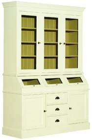 Vitrina galbena din lemn masiv, aspect vintage, Country