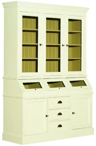 Vitrina galbena din lemn masiv, aspect vintage, Country