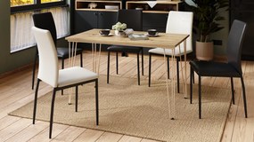 Mazzoni HAIRPIN S-120 Stejar Artisan/Bej - MASĂ LOFT PENTRU BUCĂTĂRIA SUFRAGERIE LIVING MODERNĂ/BOHO