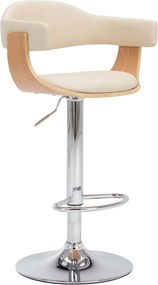 vidaXL Scaune de bar, 2 buc., crem, lemn curbat și piele ecologică