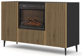 Dulap cu bioșemineu electric F 2D1K Rowanna (Stejar artisan + Negru). 1125063
