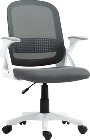 HOMCOM Scaun mesh respirabil, scaun rotativ ergonomic cu brațe rabatabile și suport lombar, gri | Aosom Romania