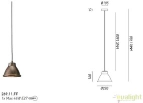 Pendul Vintage, Industrial Style diam.22cm, Loft 269.11.FF