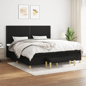 vidaXL Pat box spring cu saltea, negru, 200x200 cm, textil