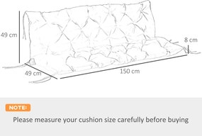 Perna Outsunny pentru grădină în Stil Modern Capitonat pentru Scaune Exterioare cu 6 Șireturi, Pernă din Bumbac și Poliester, 150x98x8 cm, Albastru Închis | Aosom Romania