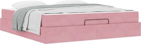 vidaXL Cadru de pat cu saltea cu saltea 2 pcs Roz Catifea