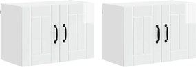 vidaXL Dulapuri de perete pentru bucătărie Pe perete 2 pcs Alb lucios