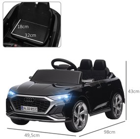 AIYAPLAY Mașină Electrică pentru Copii Audi Q8 etron sportback cu Baterie 12V Telecomandă Faruri Claxon și Muzică Negru | Aosom Romania