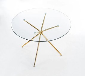 Set masa rotunda Rondo diametru 110 cm + 4 scaune K381 velvet roz/auriu