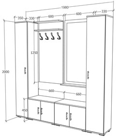 Set haaus V3, Antracit/Alb, L 200 cm