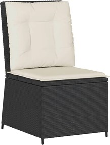 vidaXL Canapea rabatabilă de grădină, cu perne, negru, poliratan