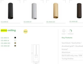 Spot aplicat din aluminiu canelat Anna bronz