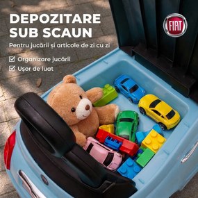 AIYAPLAY Mașinuță de Împins pentru Copii cu Licență Fiat, Muzică, Claxon, Anti-Răsturnare și PP, Albastru | Aosom Romania