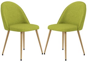 HOMCOM Set de 2 Scaune de Comedor Scaune de Bucătărie Căptușite cu Material din Lino cu Picioare din Oțel Suport 120 kg 50x52x83 cm Verde | Aosom Romania