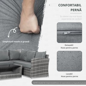 Canapele pentru exterior Outsunny, ratan PE cu 4 piese, Gri | Aosom Romania