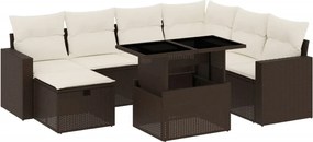 vidaXL Set canapele de grădină cu perne, 8 piese, maro, poliratan