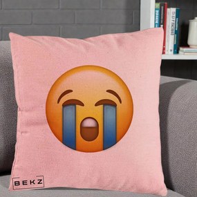 Perna Decorativa Emoji Plange, 40x40 cm, Roz, Husa Detasabila, Perna Inclusa, BEKZ®