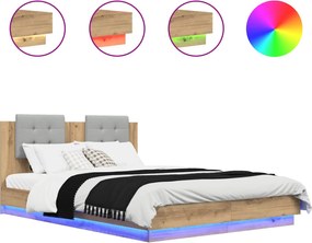 vidaXL Cadru de Pat cu Tăblie Stejar Artizanal 150 x 200 cm